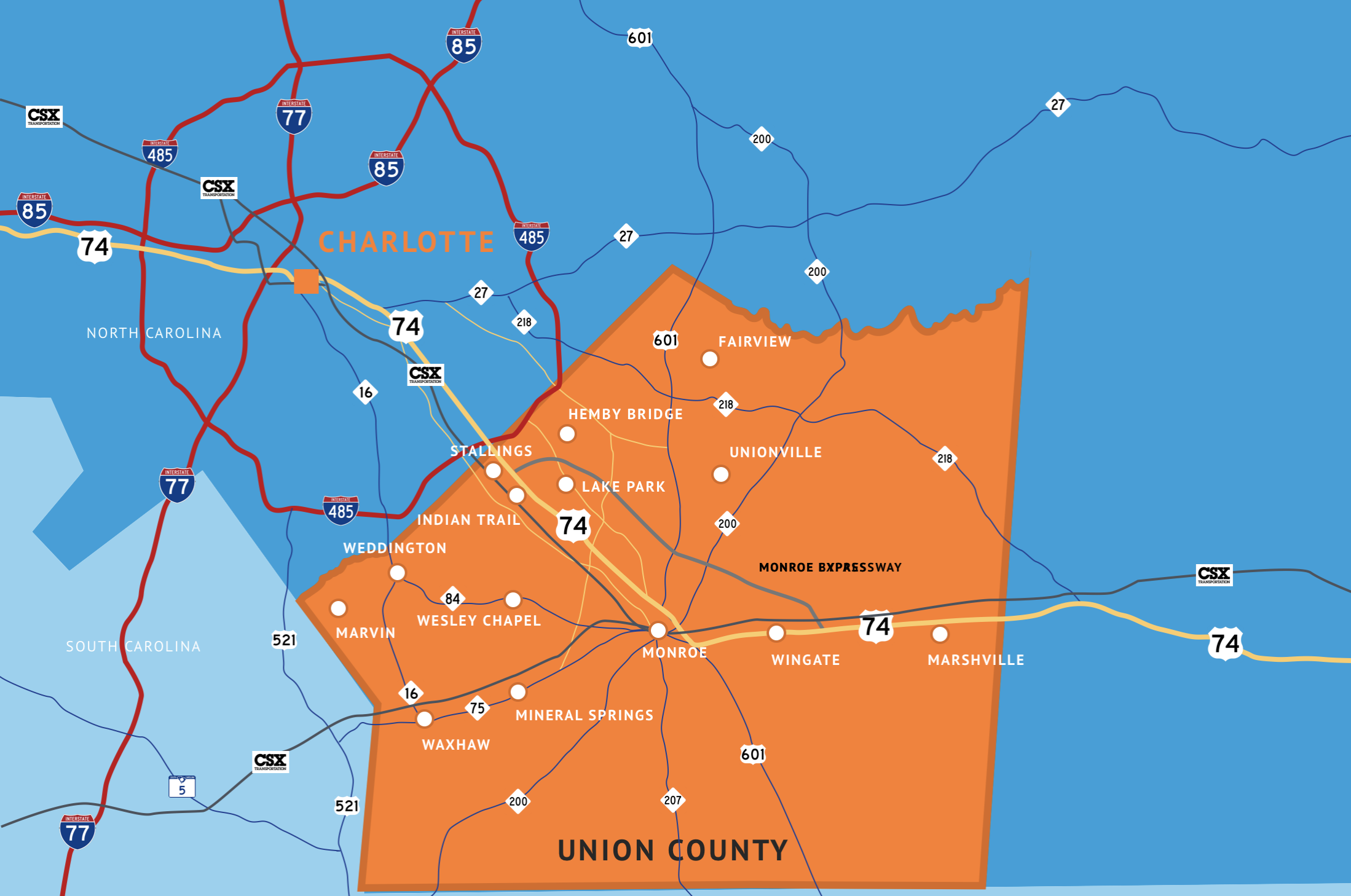 Union County, North Carolina Proximity to Charlotte